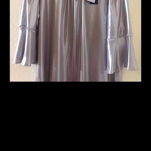 Silver Metallic Flared Sleeve Dress